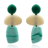 Puzzle Resin Green Multi Triple Drop Earrings