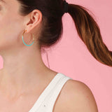 Turquoise and Gold Enamel Hoop Earrings