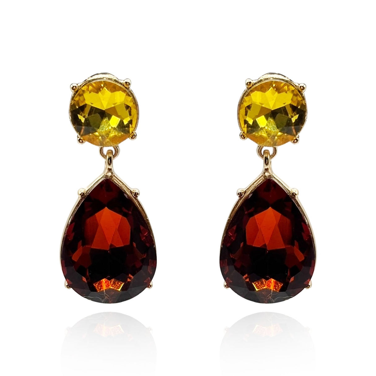 Marina Light Topaz and Dark Topaz Pear Shape Clip on Drops