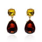 Marina Light Topaz and Dark Topaz Pear Shape Clip on Drops