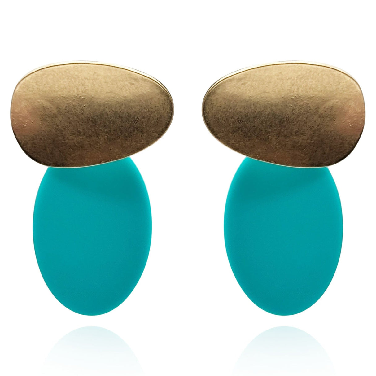 Chiara Worn Gold and Turquoise Pierced Resin Drop Earrings