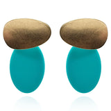 Chiara Worn Gold and Turquoise Pierced Resin Drop Earrings