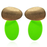 Chiara Worn Gold and Lime Green Pierced Resin Drop Earrings