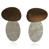 Chiara Worn Gold and Mother of Pearl Pierced Resin Drop Earrings