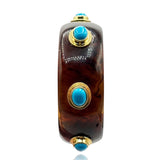 Renee Bangle in Tortoise Resin and Turquoise Stones