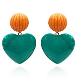 Amour Carved Coral Pierced Resin With Jade Resin Heart Drop