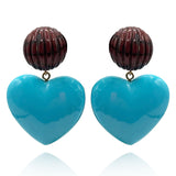 Amour Carved Tortoise Clip Resin With Turquoise Heart Drop