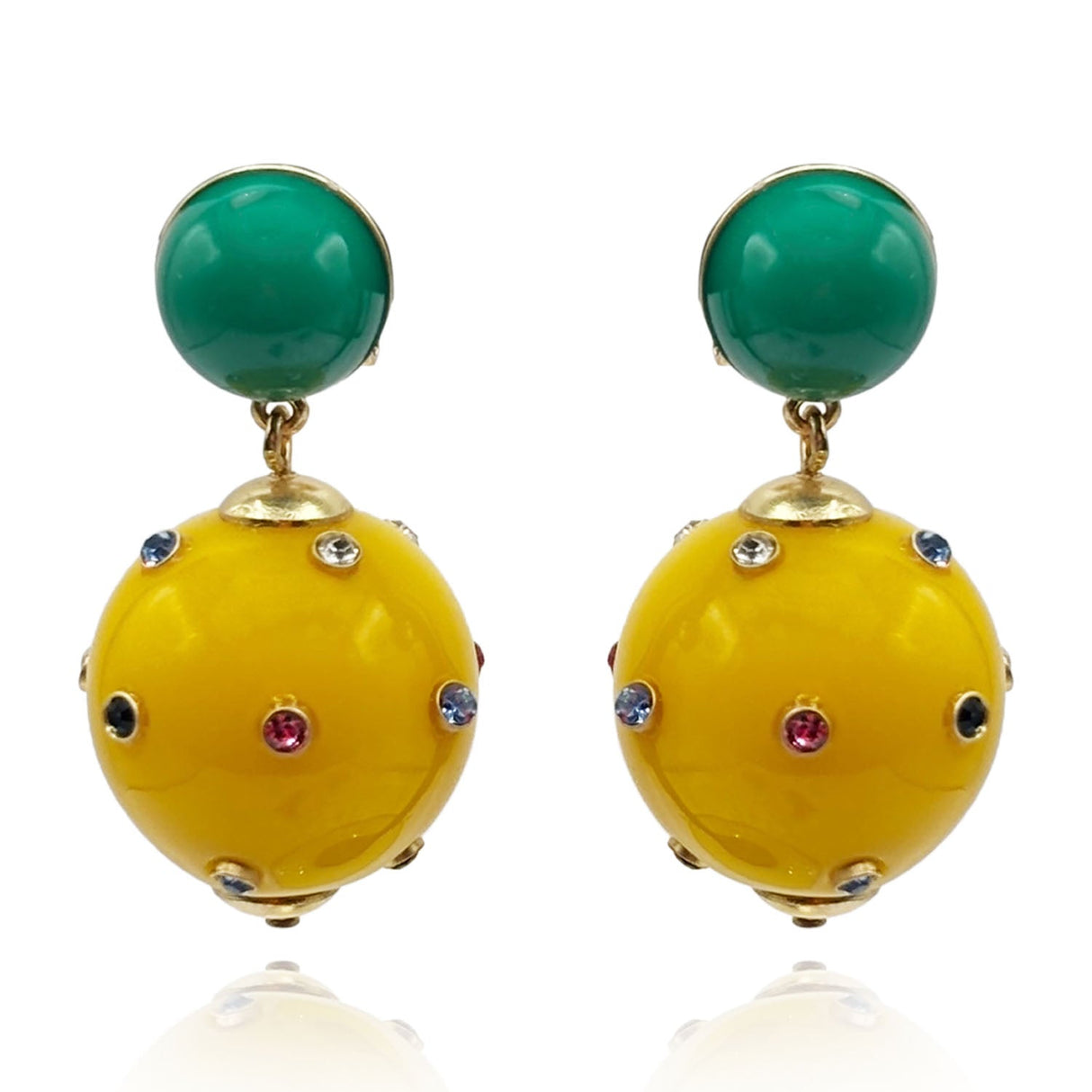 Valentina Jade and Amber Resin Studded Pierced Earrings