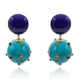 Valentina Purple and Turquoise Resin Studded Pierced Earrings