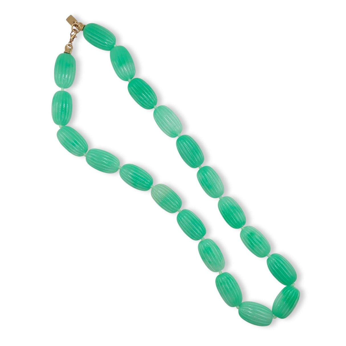 Renata Large Jade Resin Carved Bead Necklace