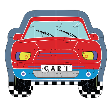 12 Piece Shaped Jigsaw in Shaped Box - Cars