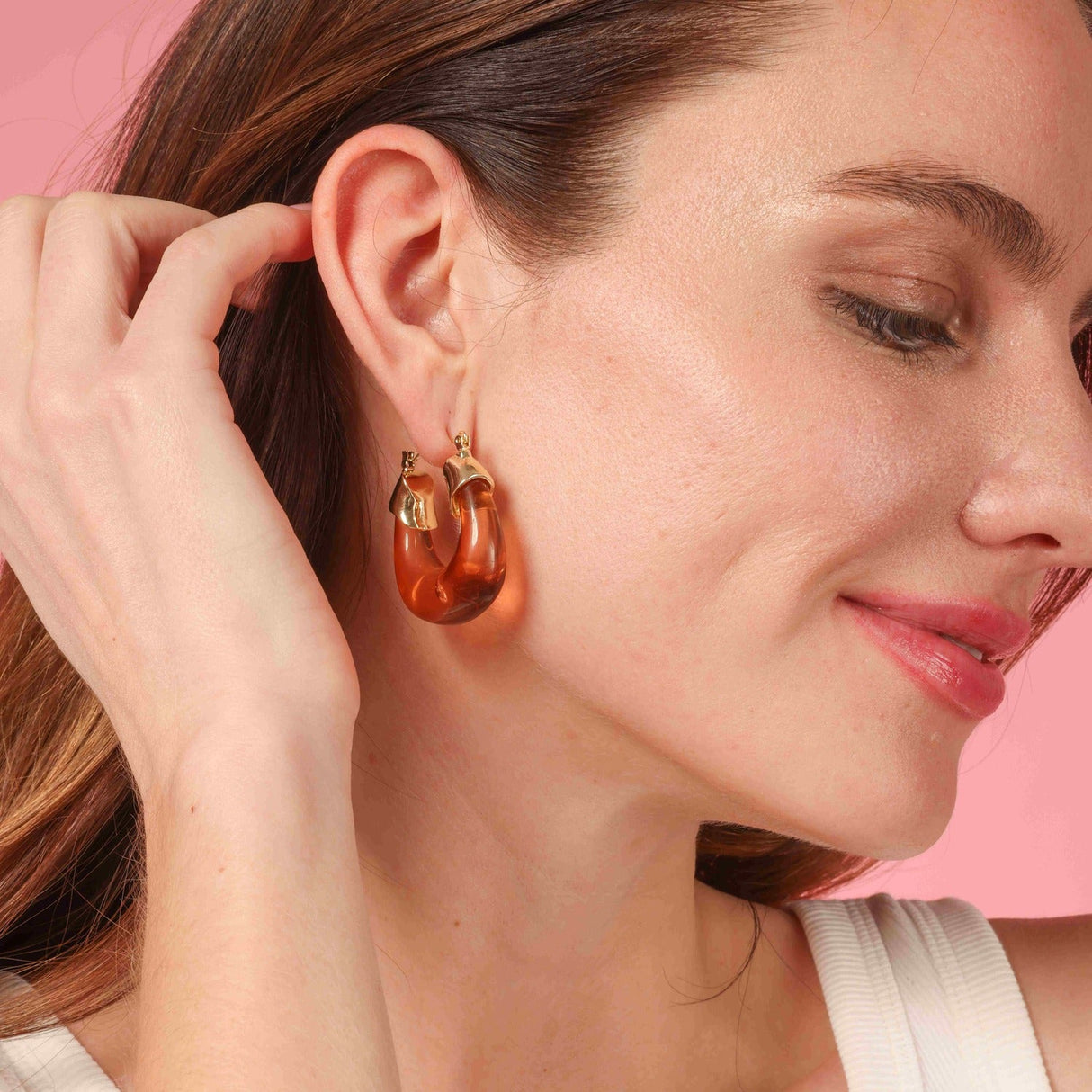 Topaz Resin and Gold Hoop Earrings