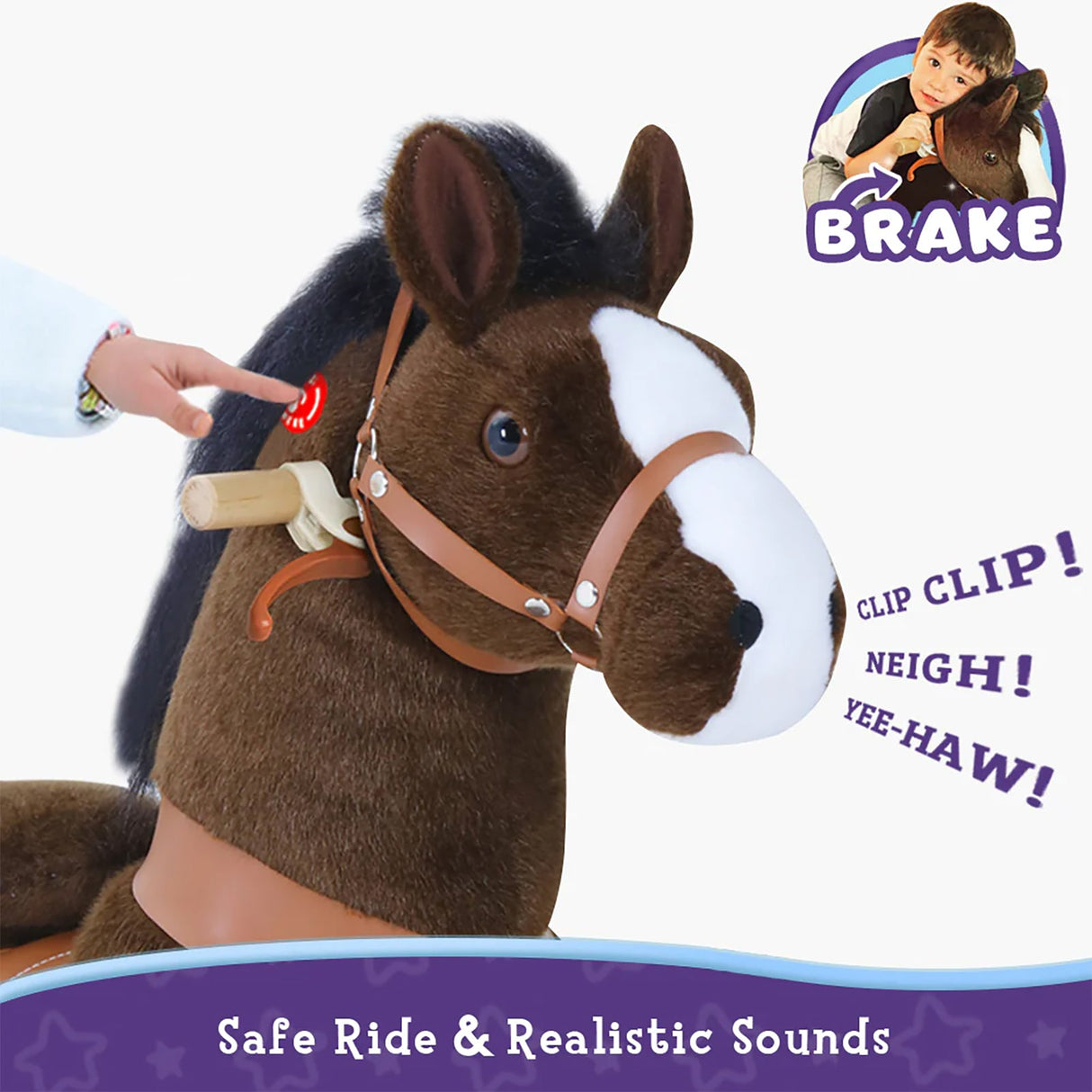 Ride-on Horse Toy Age 3-5 Chocolate（UK&EU in Stock）