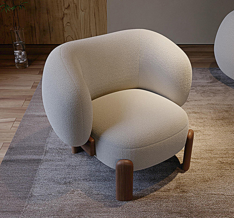 Thelonious Boucle Armchair, White Armchair