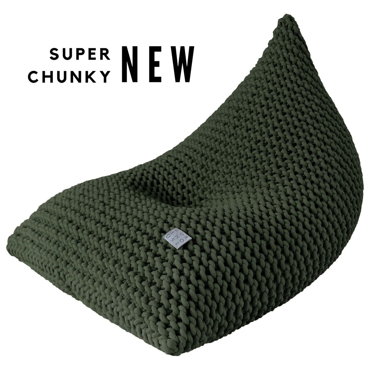 Chunky Knitted Bean Bag | OLIVE GREEN