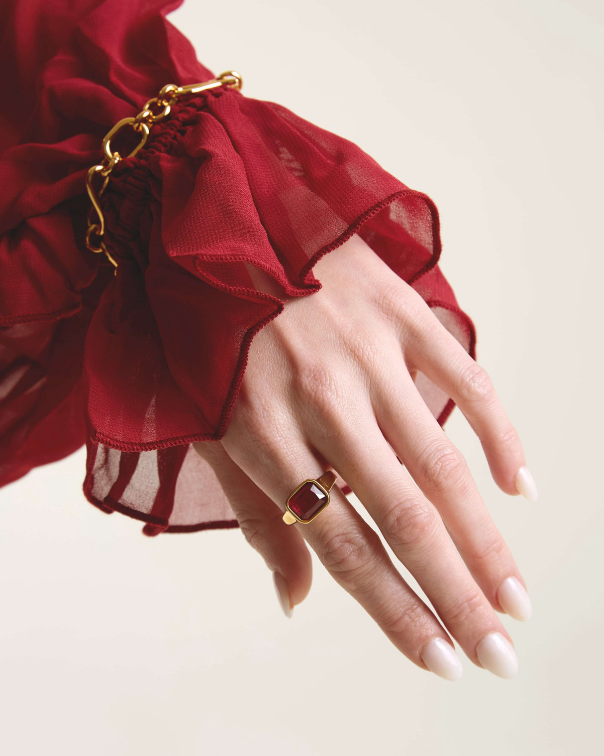 Square Cocktail Ring: Burgundy