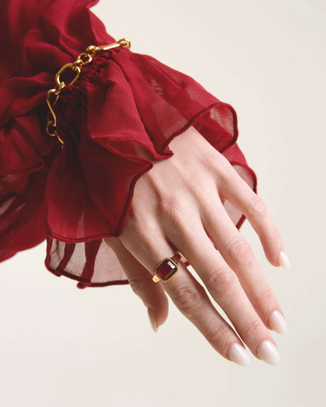 Square Cocktail Ring: Burgundy