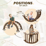 4in1 Montessori Climbing Frame: Triangle Ladder + Arch/Rocker + Slide Board/Ramp + Net – Chocolate