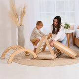4in1 Montessori Climbing Frame: Triangle Ladder + Climbing Arch + Slide Board + Cushion (1-3 Y.o)