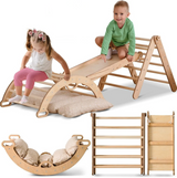 4in1 Montessori Climbing Frame: Triangle Ladder + Climbing Arch + Slide Board + Cushion (1-3 Y.o)