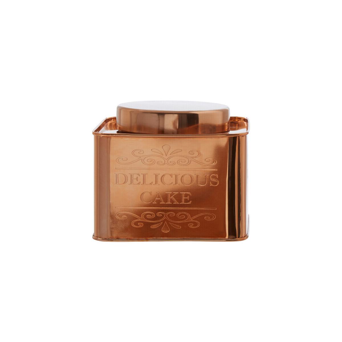 Chai Square Copper Finish Cake Canister