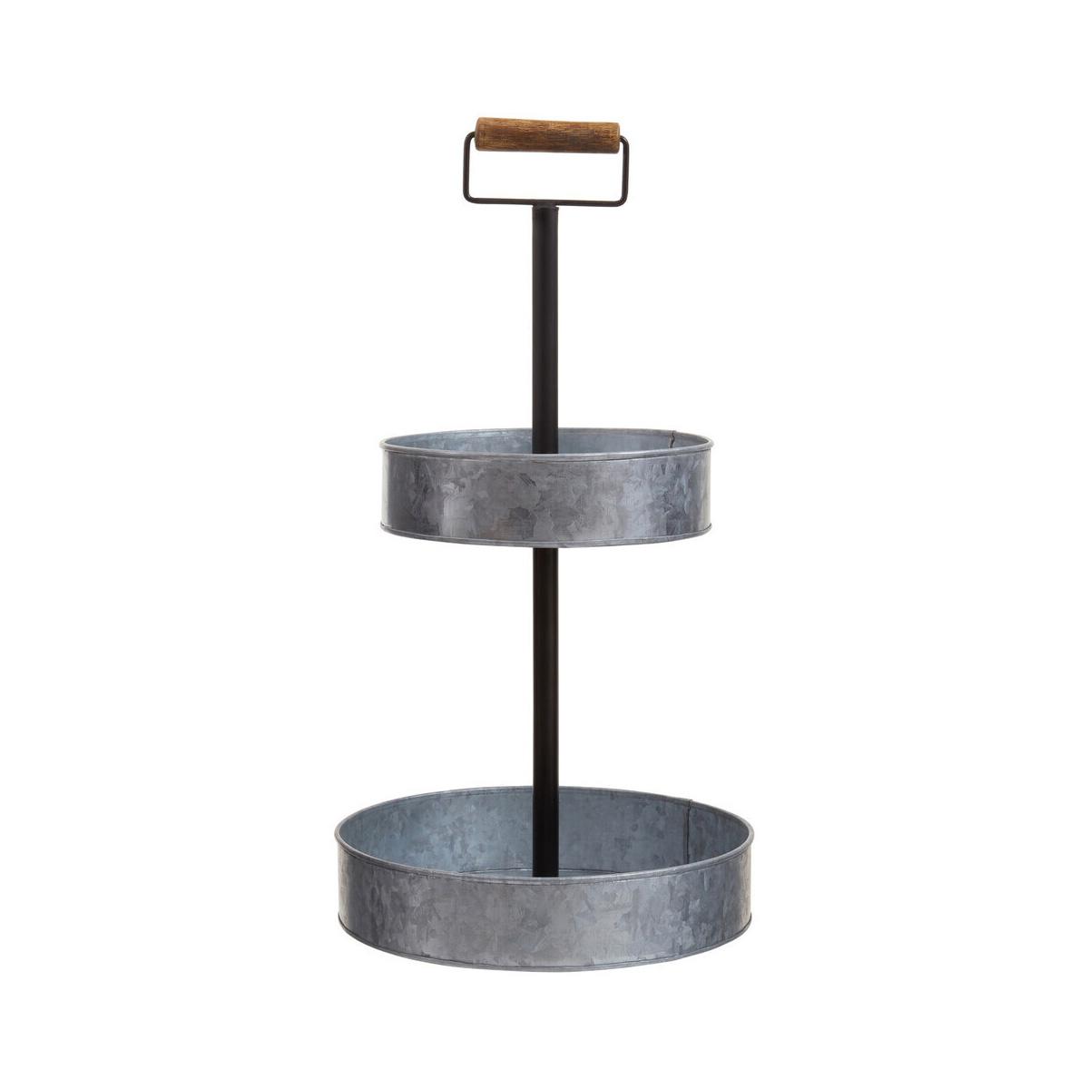 Drummond Two Tier Galvanised Steel Cake Stand With Handle