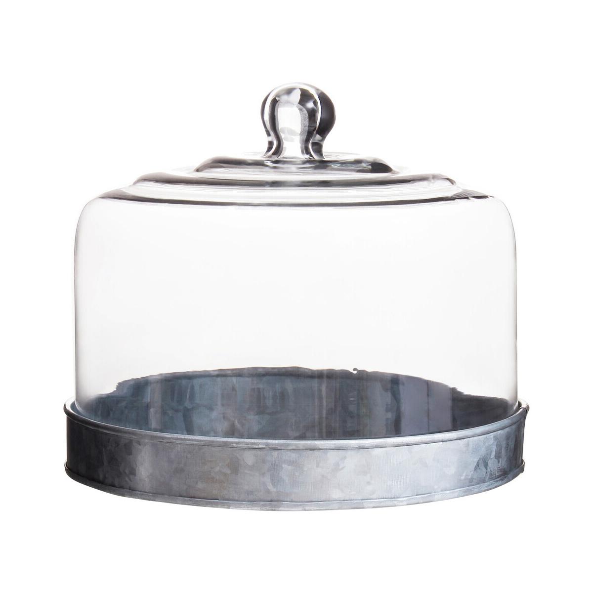 Drummond Galvanised Steel Cake Plate With Glass Cover
