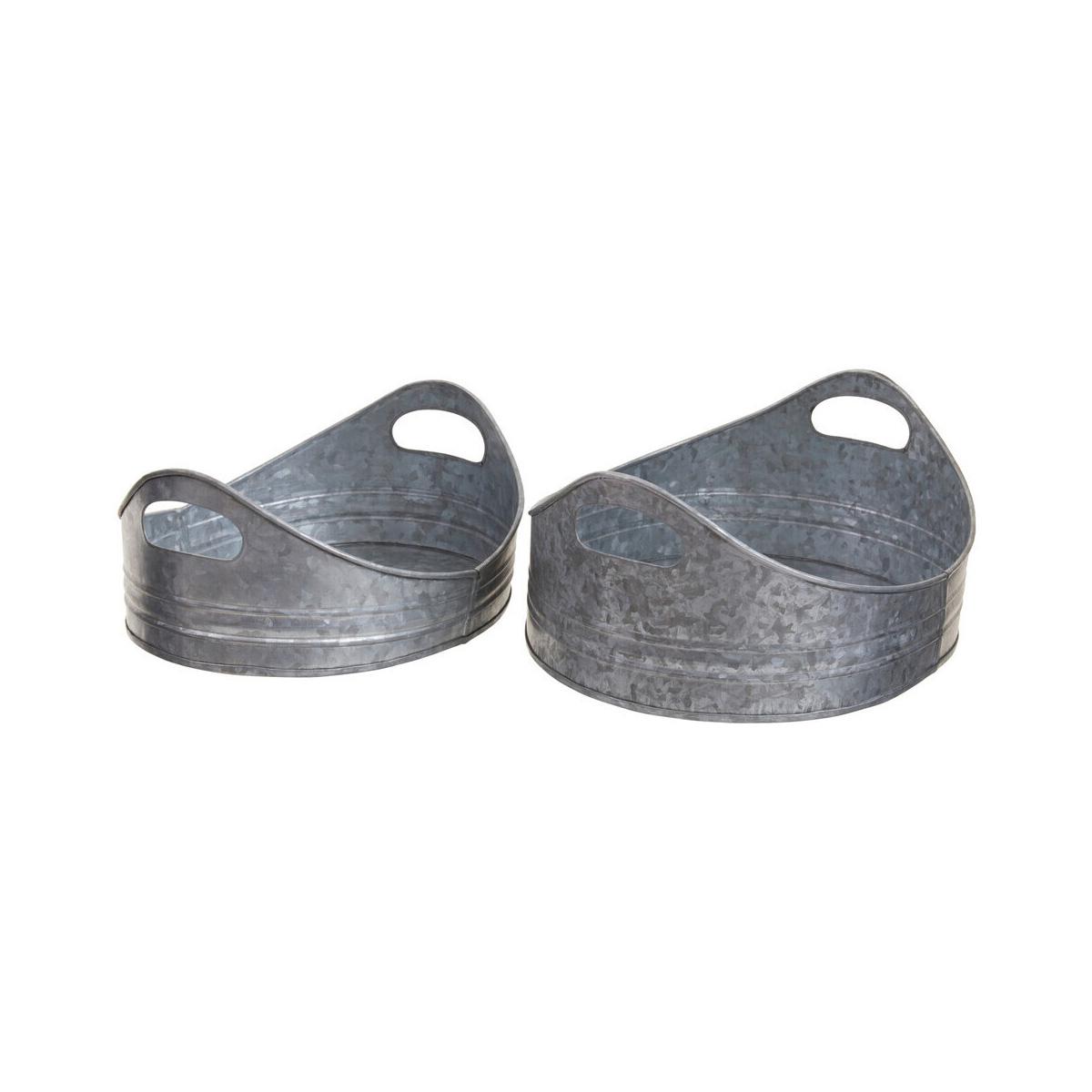 Drummond Set Of Two Galvanised Steel Oval Trays