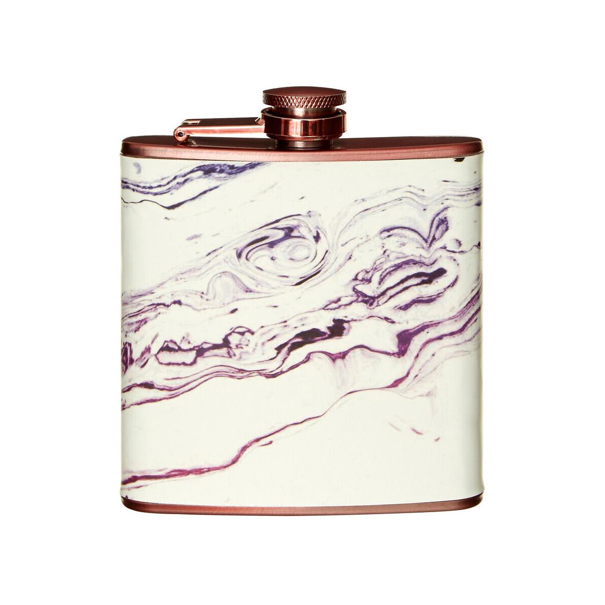 Auden Marble Effect Rose Gold Hip Flask