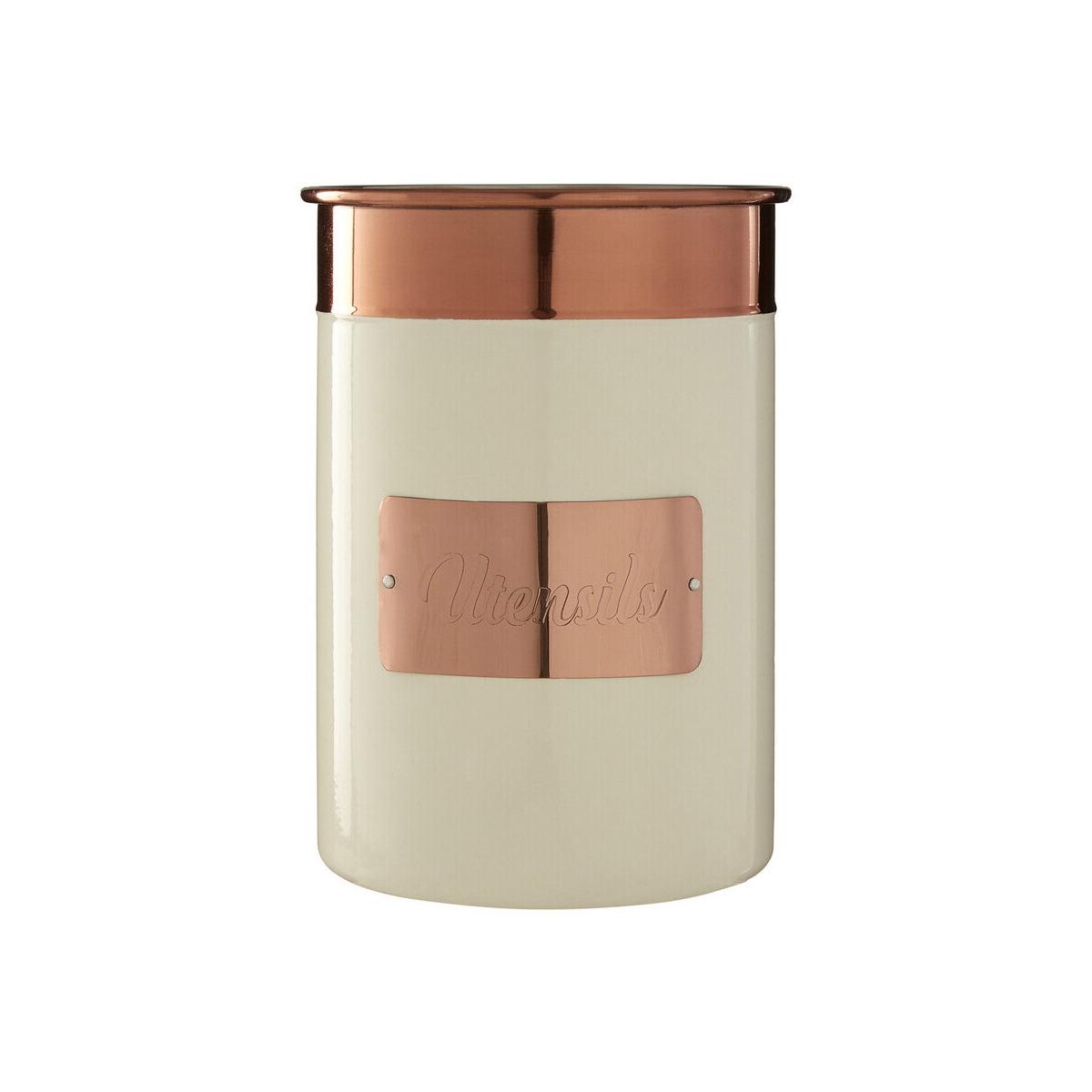 Prescott Cream And Copper Stainless Steel Utensil Holder