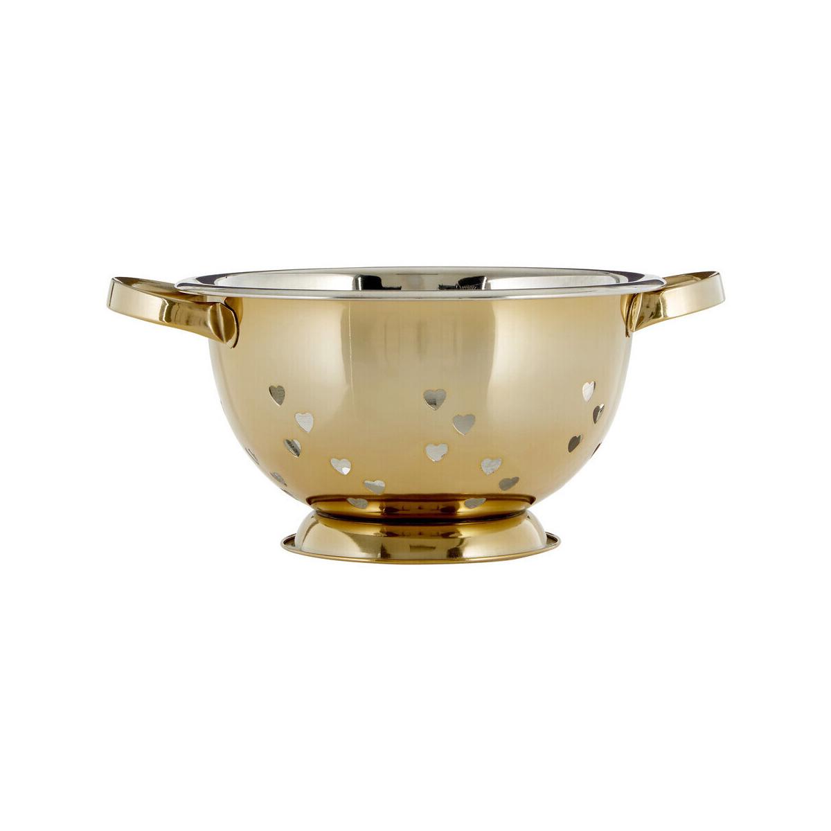 Hearts Design Gold Colander