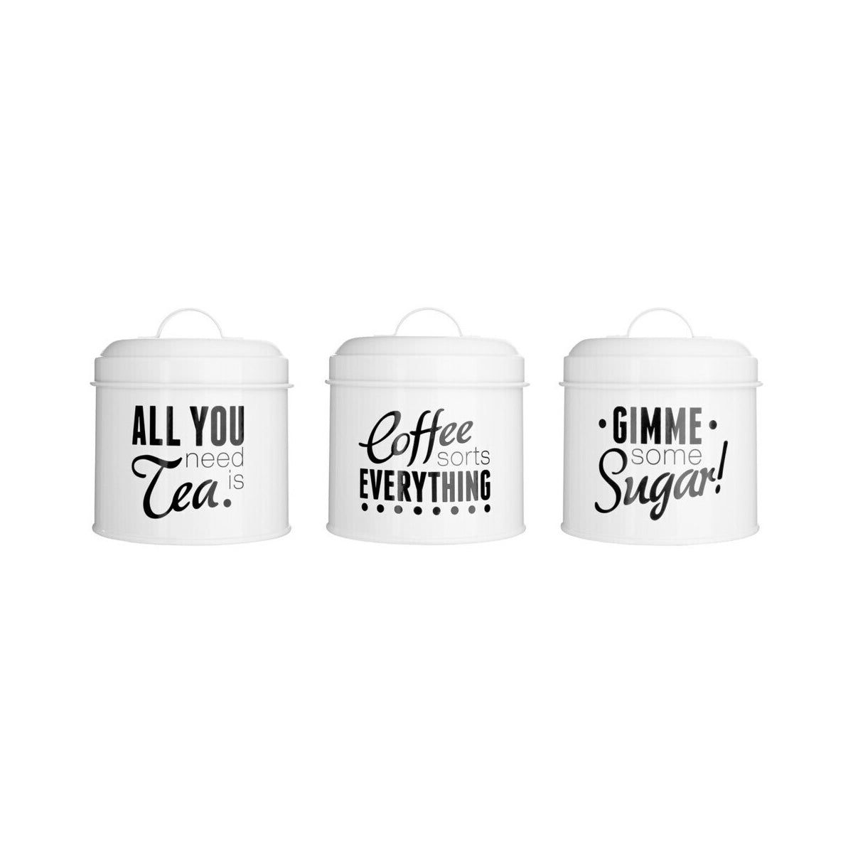 Pun and Games Set Of 3 Round Canisters