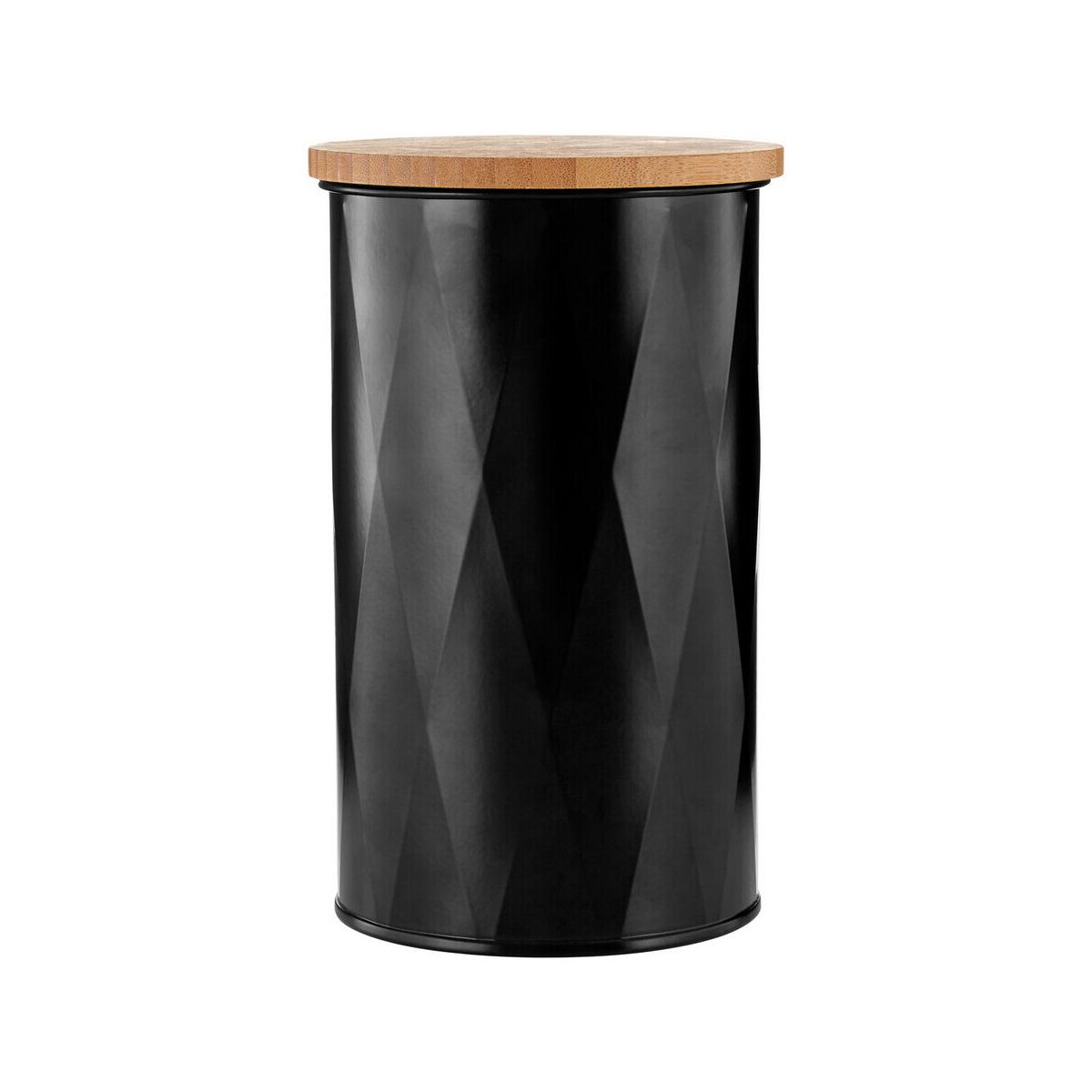 Rhombus Black Metal Medium Round Storage Canister
