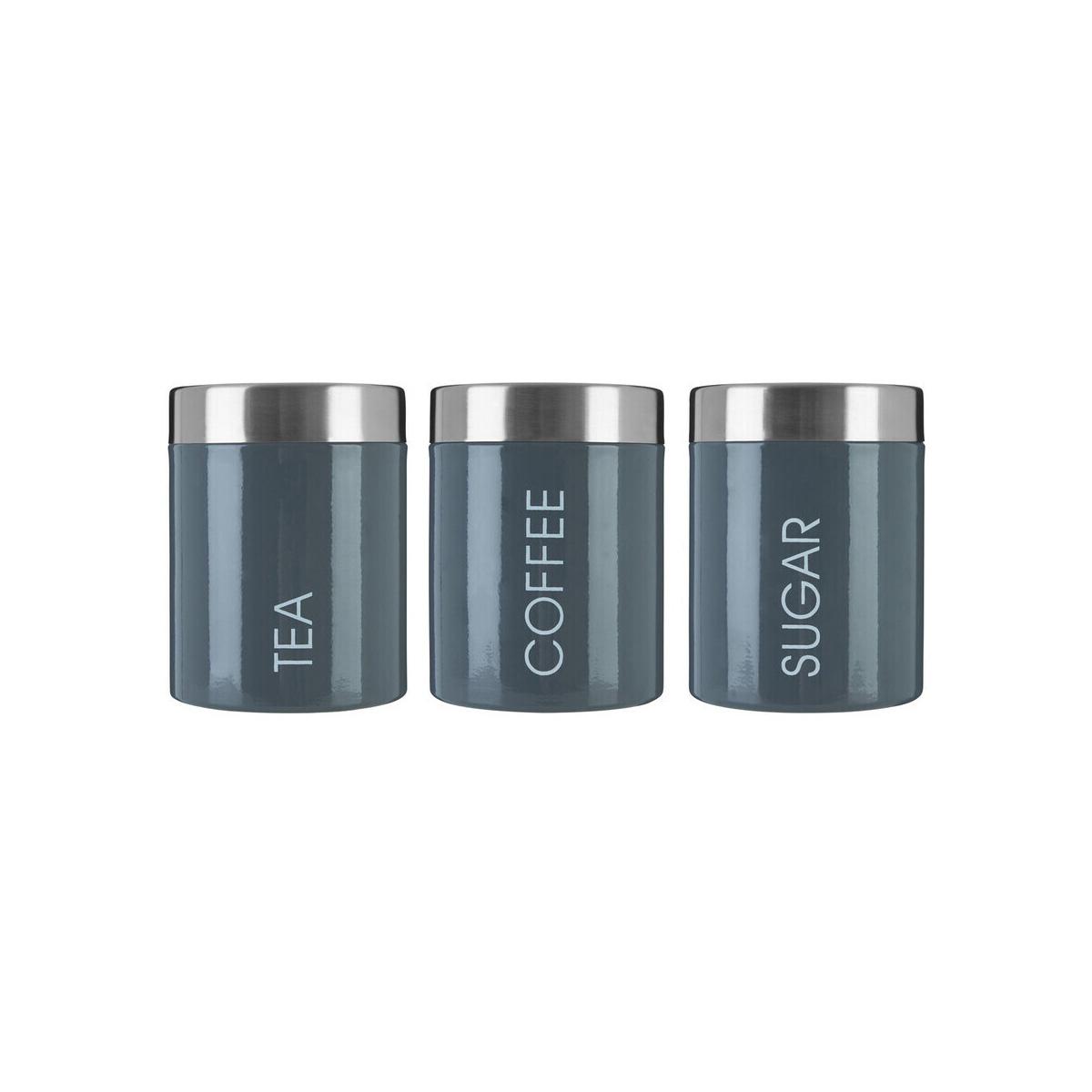 Set of 3 Grey Enamel Liberty Canisters
