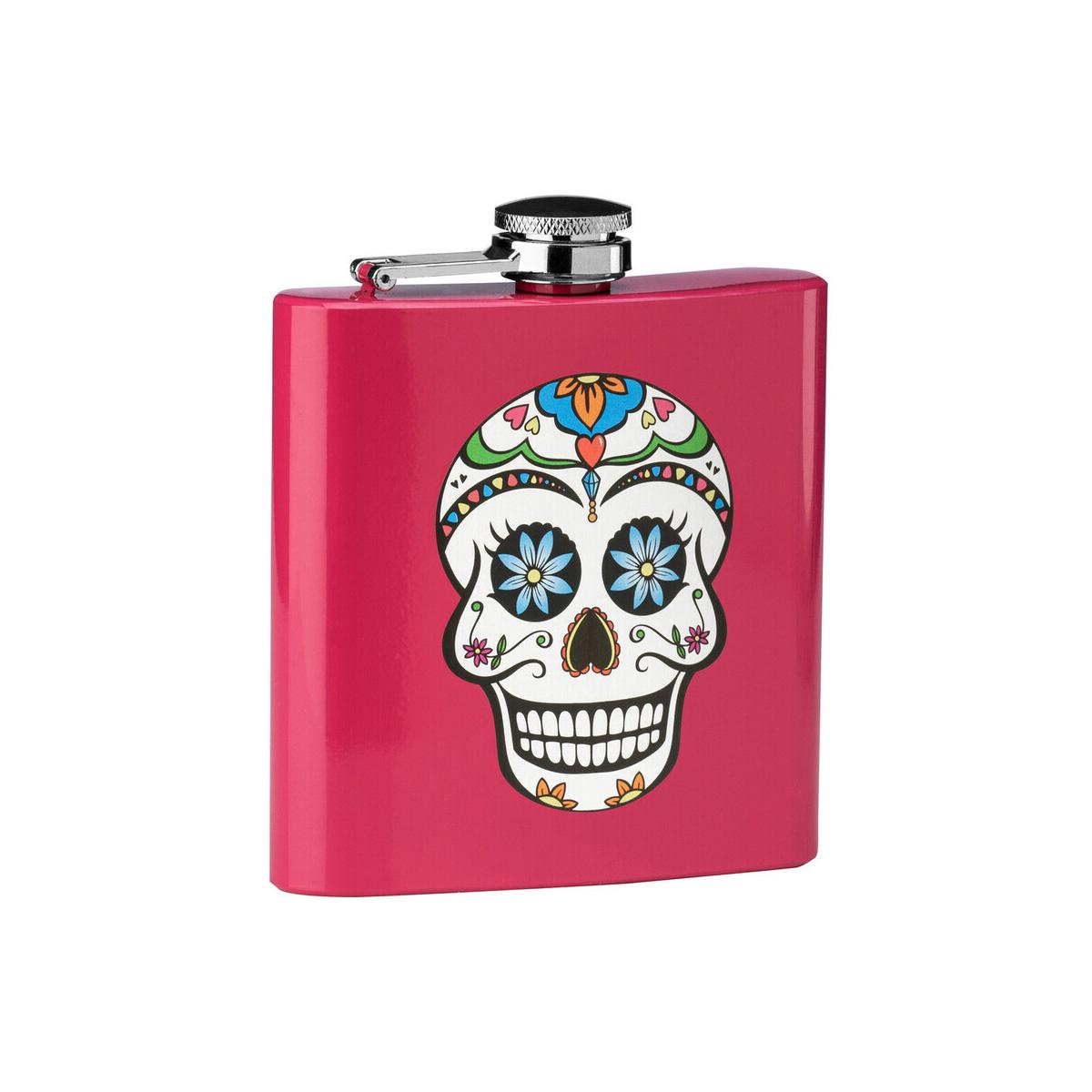 Auden Pink Hip Flask Skull Design