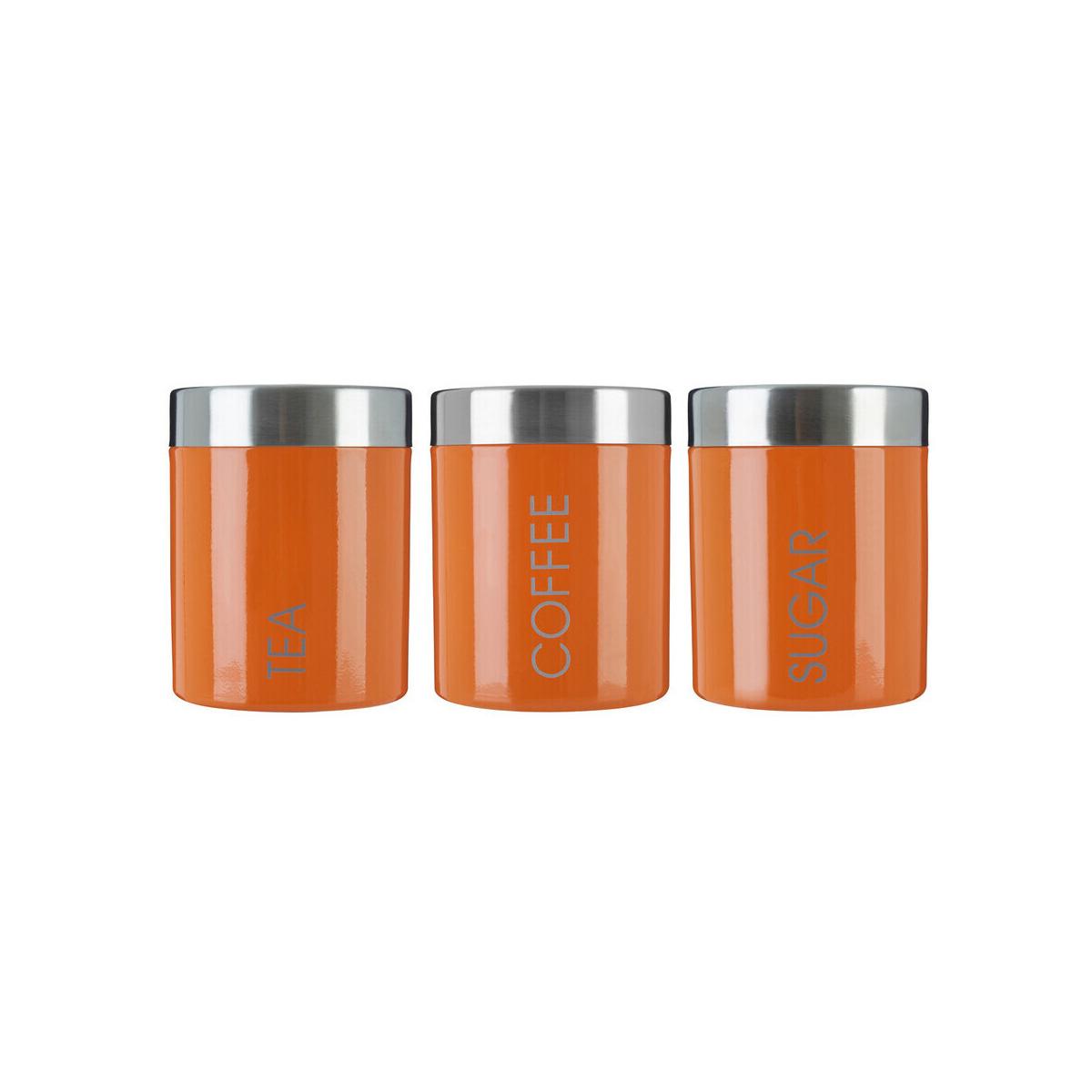Orange Enamel Tea Coffee & Sugar Set
