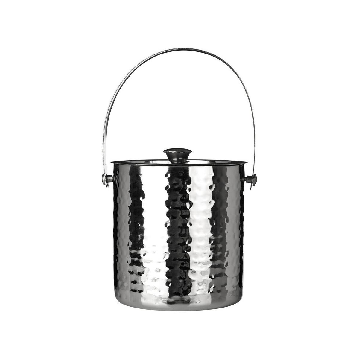 Hammered Effect Stainless Steel Ice Bucket with Handle