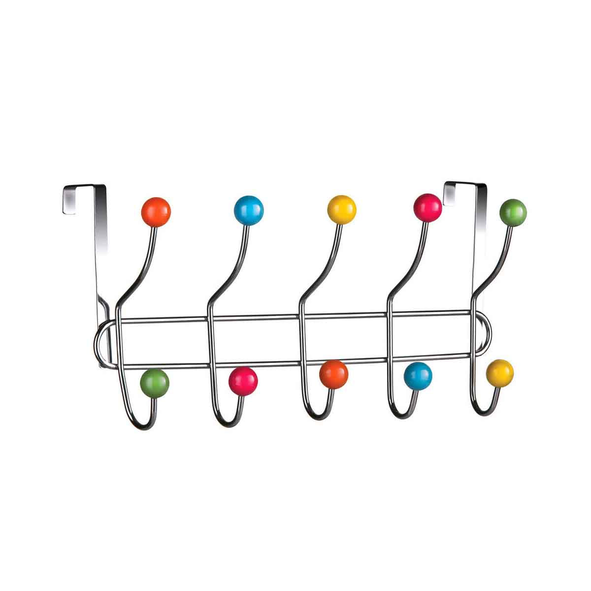 Over Door Multi Colour Plastic Balls 10 Hook Hanger