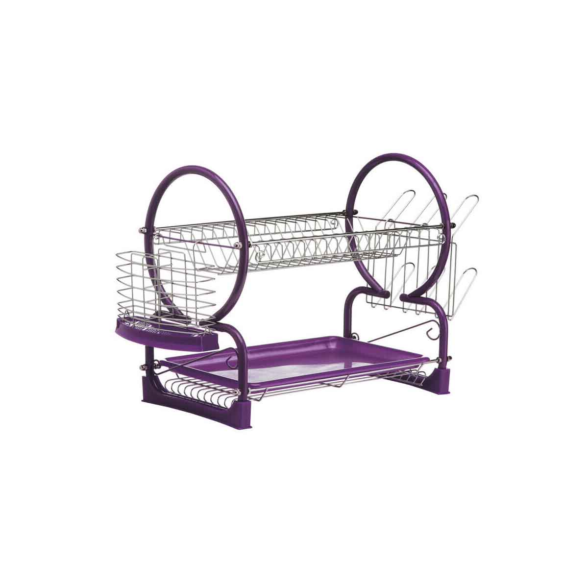 Laurie Purple Enamel Frame 2 Tier Dish Drainer