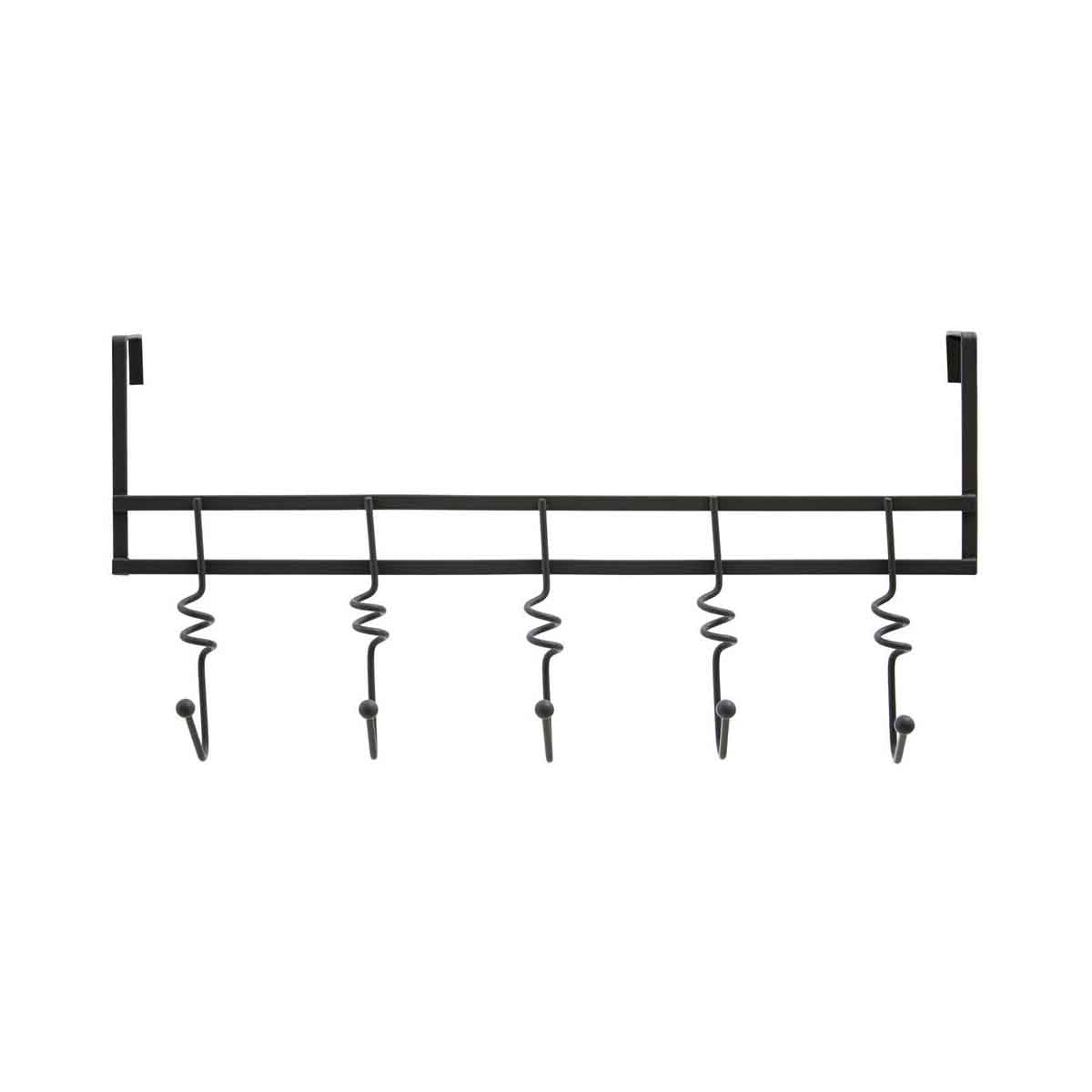 Jaxen Matt Black Over Door 5 Hook Swirl Hanger
