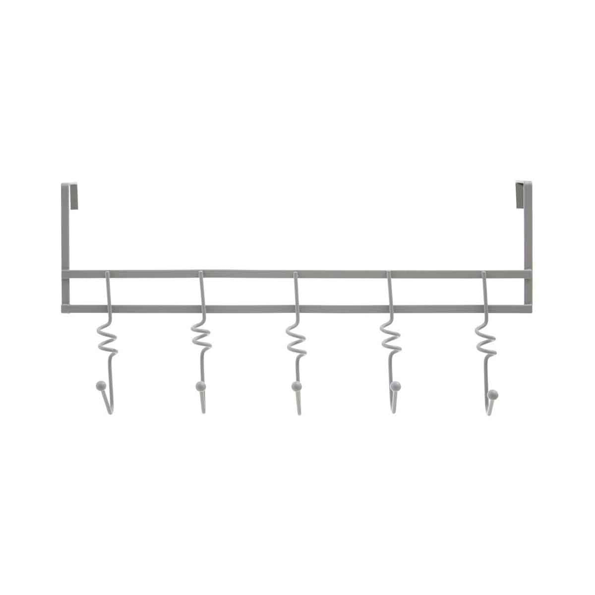 Jaxen Over Door Matt Grey Five Hook Swirl Hanger