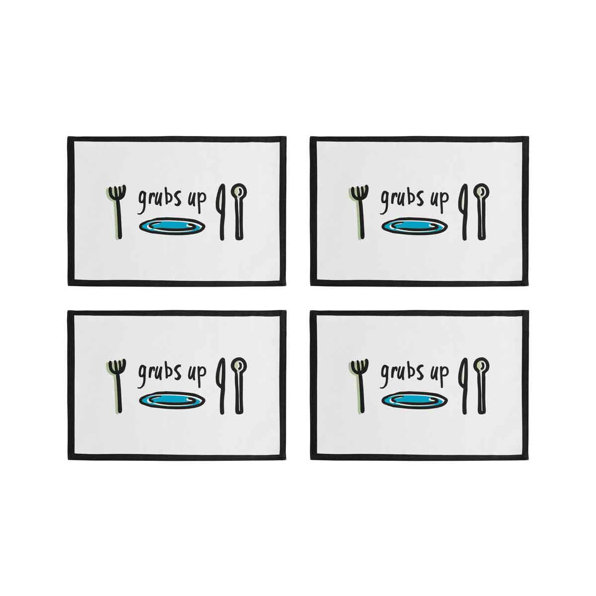 Set Of Four Doodle Grubs Up Placemats