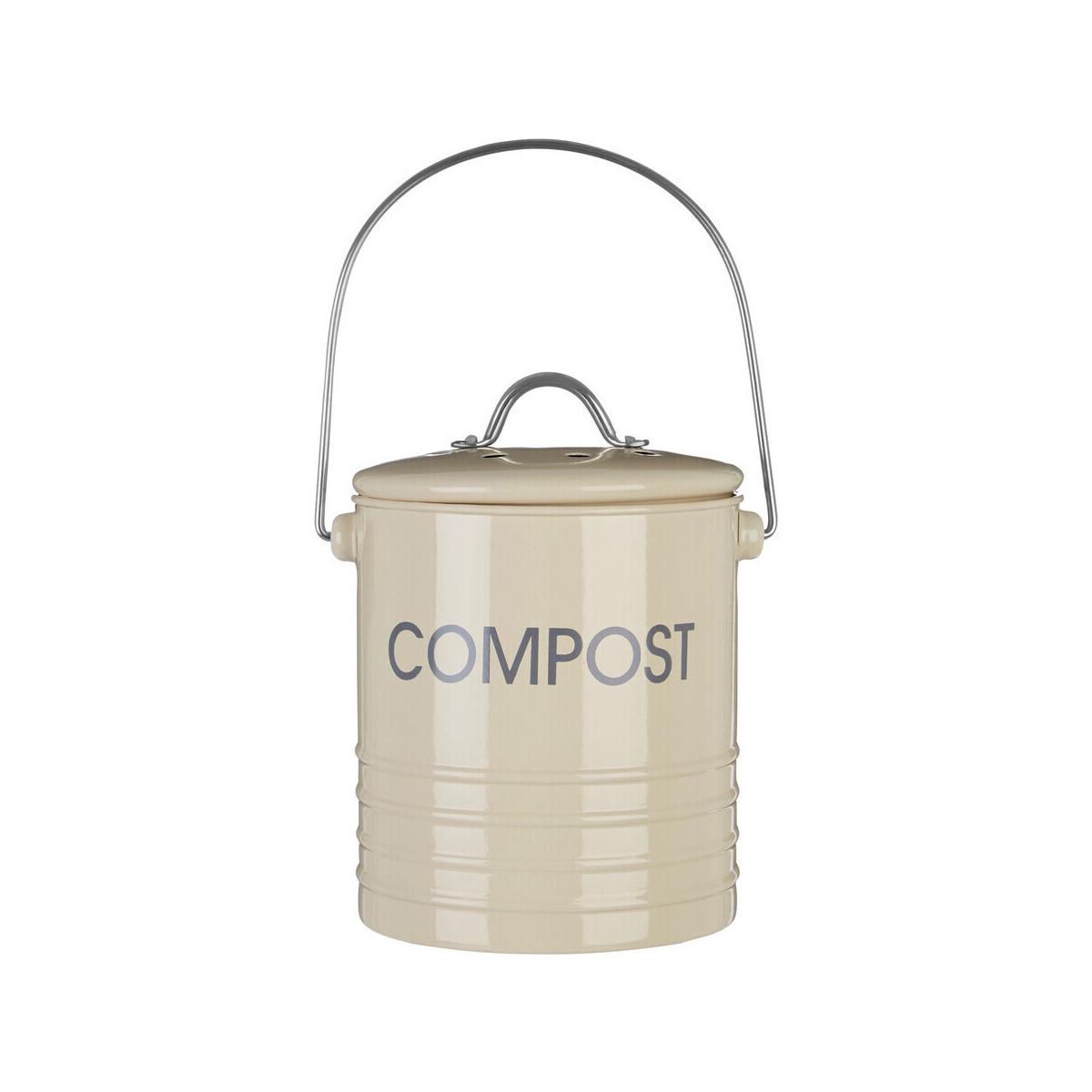 Cream Compost Bin with Handle