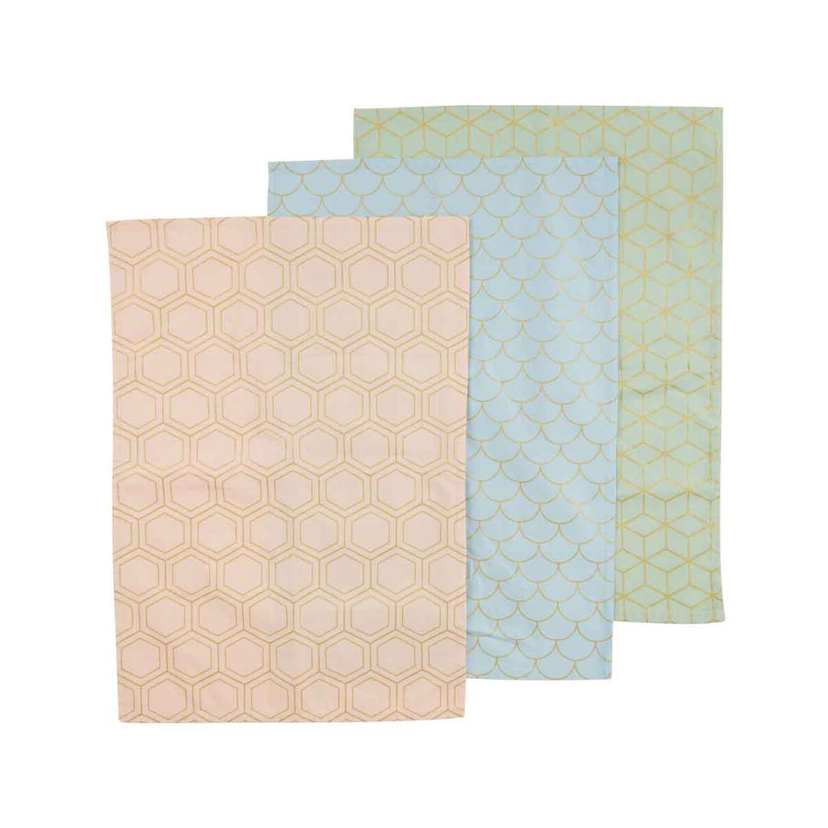 Frosted Deco Set Of 3 Tea Towels