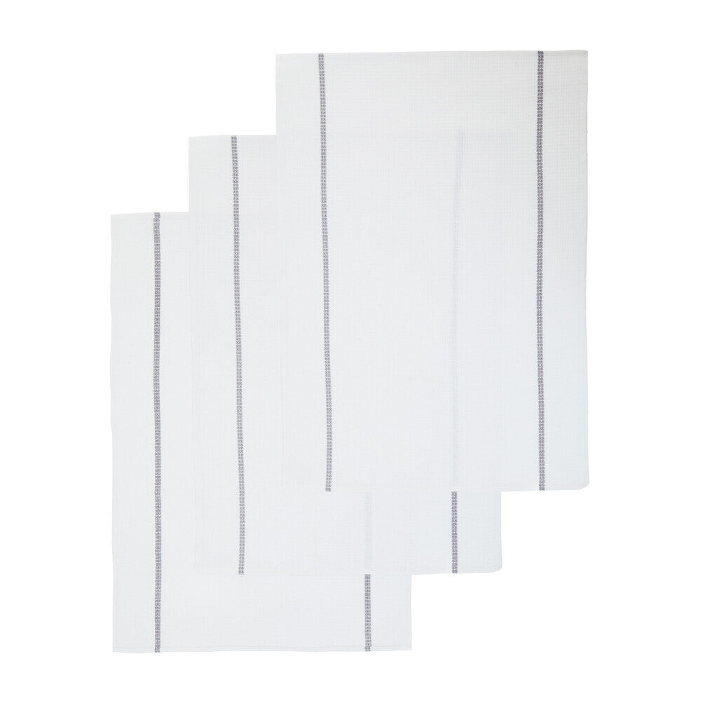 Doro Set Of Three Waffle White And Grey Violet Tea Towels