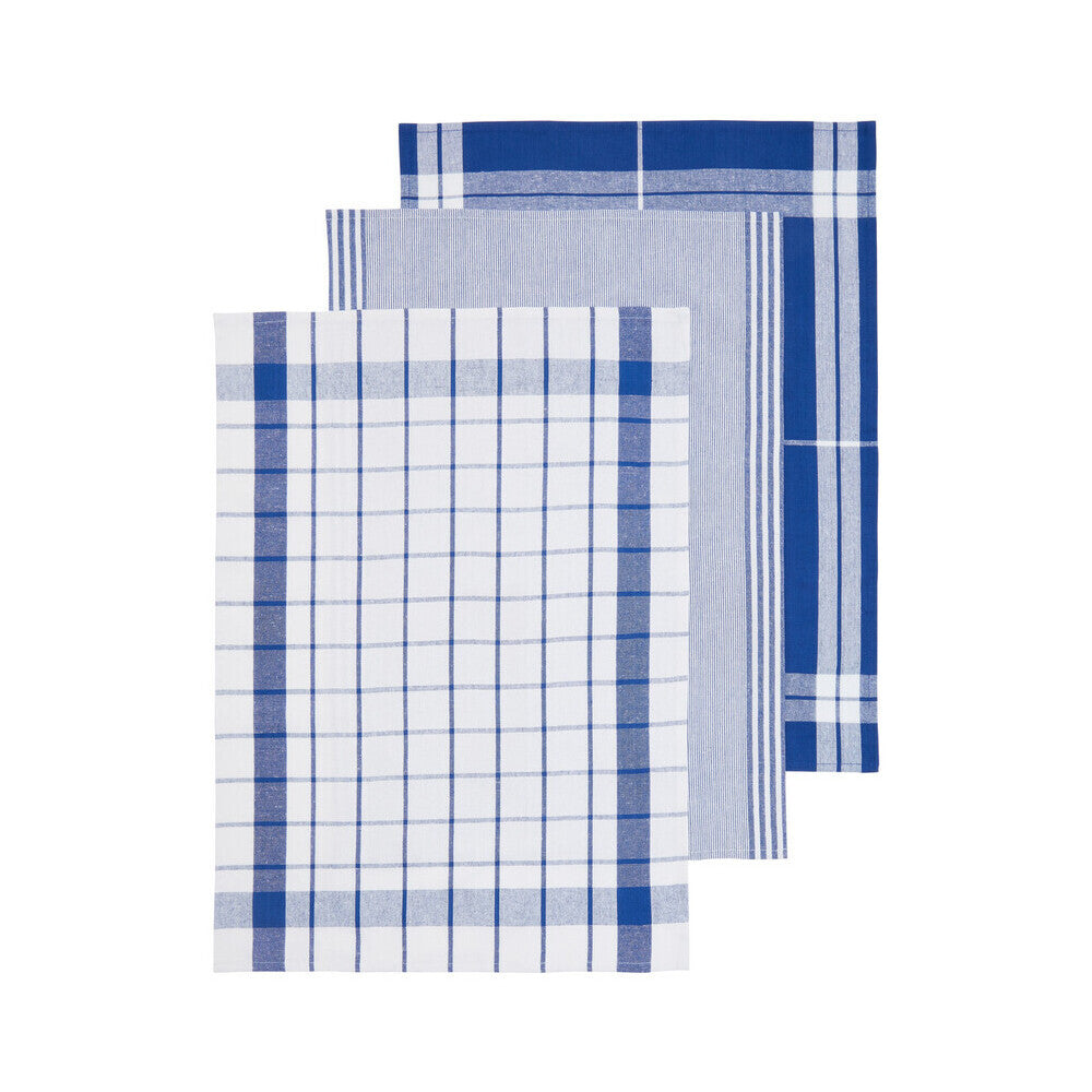 Doro Set Of Three Blue And White Tea Towels