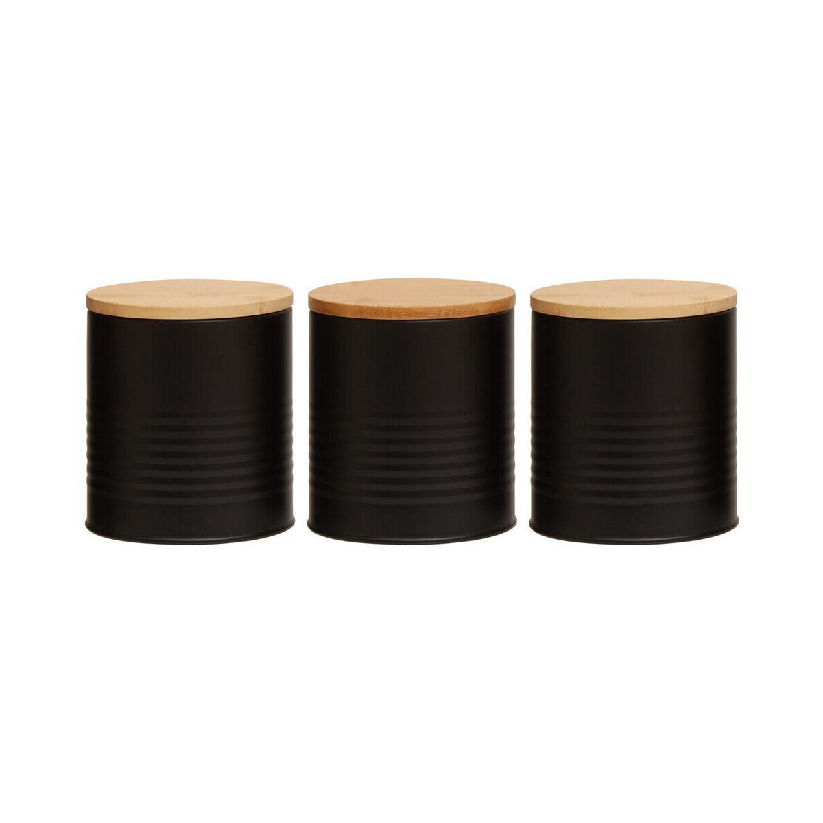 Set Of Three Alton Black Cannisters