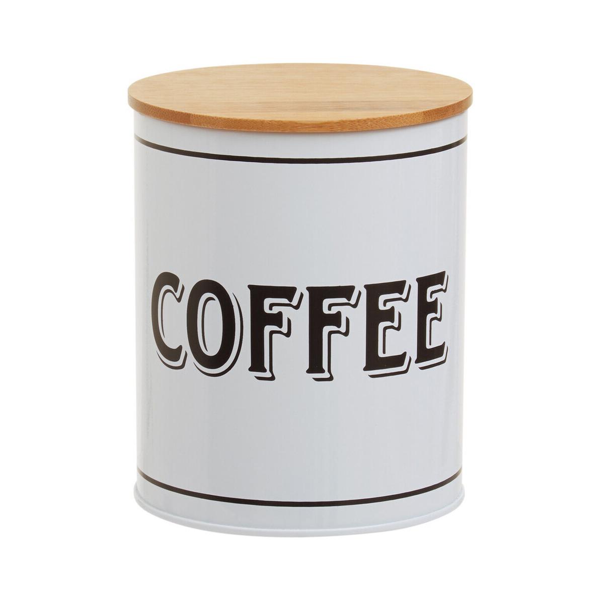 Grocer White Metal Coffee Canister