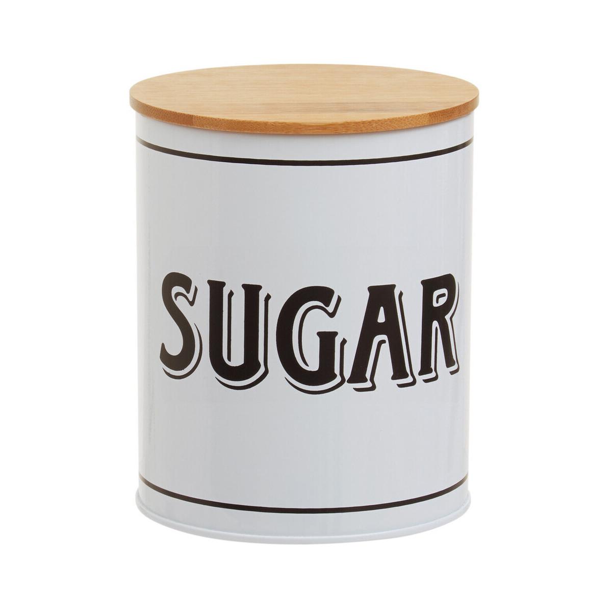 Grocer White Metal Sugar Canister