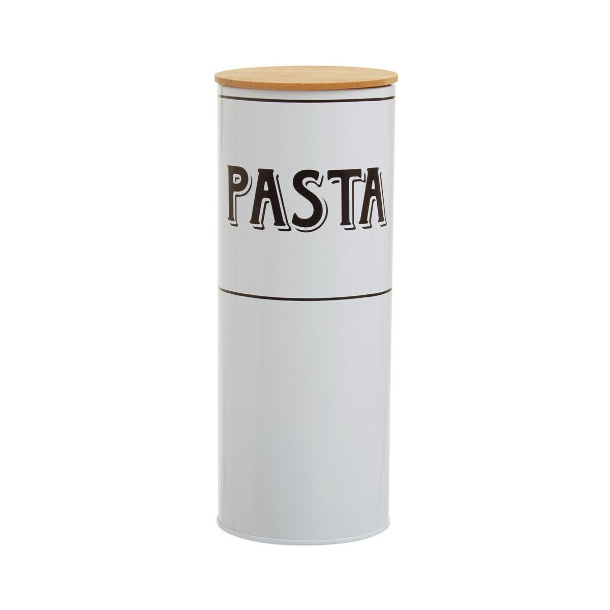 Grocer White Metal Pasta Canister